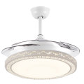 Fan de lustre moderne allumant la lumière en cristal de ventilateur de plafond avec à télécommande